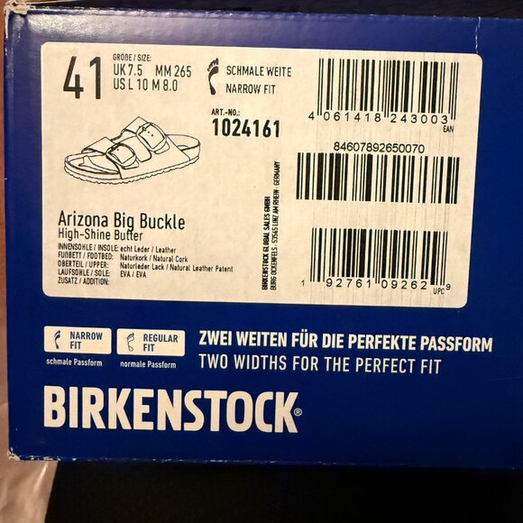 Arizona Birkenstock Sandals – Butter/Silver Buckle (Narrow Fit, New with Tags) - Picture 5 of 9